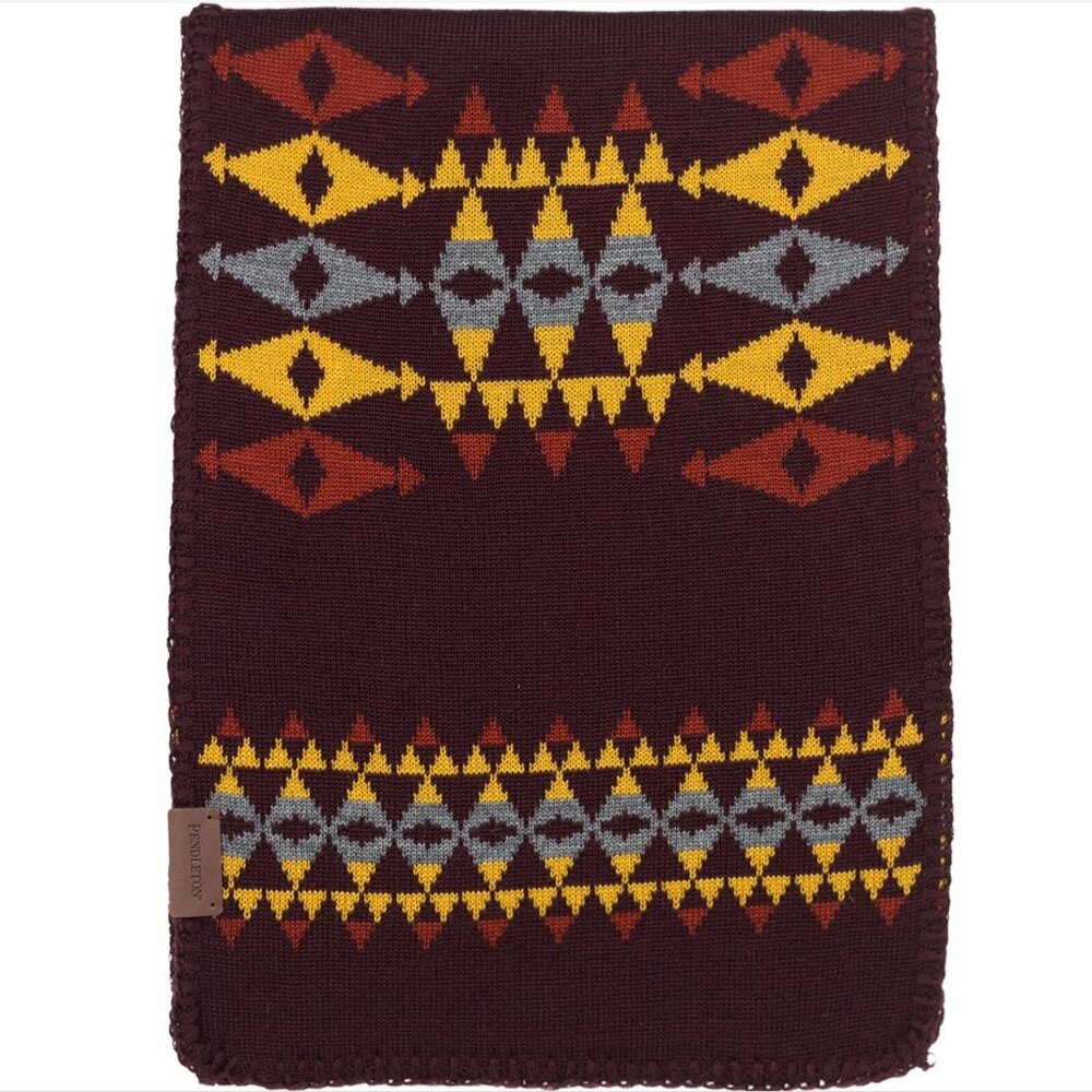 Pendleton Chief Joseph Knit Unisex Merlino Wool Muffler Scarf Aztec Print